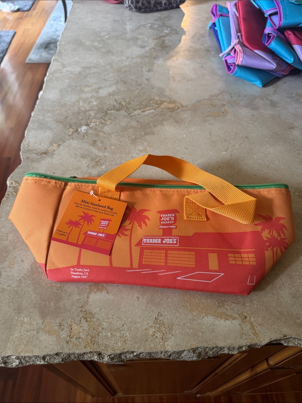 Trader Joe's Orange & Red Mini Insulated Lunch Bag